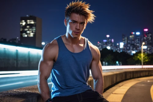 photo session at night,male model,street workout,boy model,night photography,mohawk hairstyle,jogger,city ​​portrait,fitness model,kai yang,night photograph,portrait photography,street dancer,xing yi quan,arms,chord,bodybuilding supplement,sleeveless shirt,fitness professional,night photo,Illustration,American Style,American Style 06