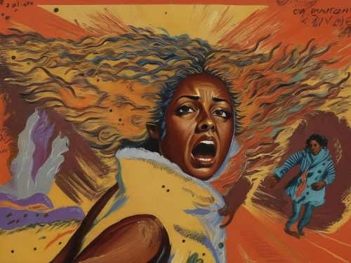 emancipation,african american woman,african woman,afro american,namib,afro-american,black woman,afroamerican,shea butter,chaka,ester williams-hollywood,afro american girls,oil on canvas,voodoo woman,ella fitzgerald,sarah vaughan,album cover,khokhloma painting,exploding head,woman playing,Illustration,Realistic Fantasy,Realistic Fantasy 21