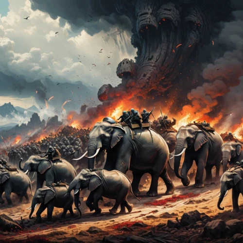 elephant herd,elephants and mammoths,elephants,cartoon elephants,elephant camp,pachyderm,elephant ride,animal migration,elephantine,african elephants,buffalo herd,extinction,indian elephant,animals hunting,wild animals crossing,elephant,buddhist hell,apocalypse,trophy hunting,circus elephant,Conceptual Art,Fantasy,Fantasy 32