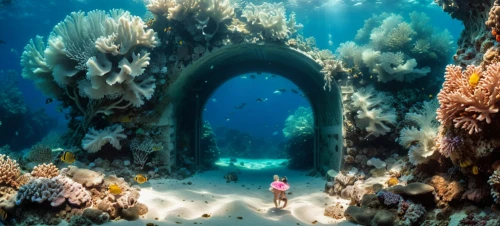 sea cave,sunken church,underwater playground,grotto,ocean underwater,cave on the water,underwater landscape,sea caves,under sea,limestone arch,the bottom of the sea,coral reef,under the sea,undersea,ocean floor,underwater oasis,underwater world,scuba diving,ocean paradise,bottom of the sea,Photography,Artistic Photography,Artistic Photography 01