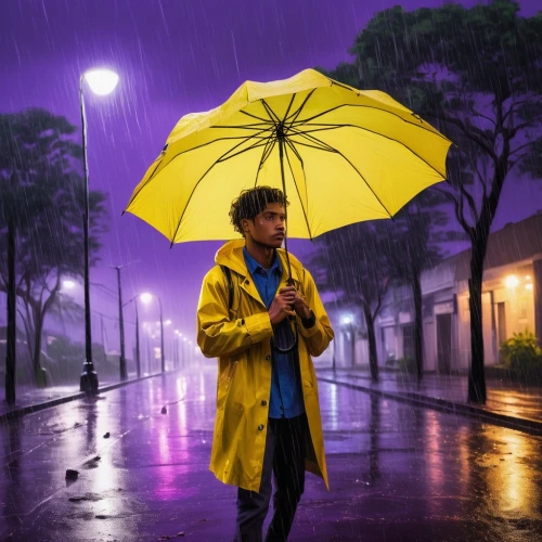 man with umbrella,purple rain,raindops,monsoon,photoshop manipulation,purple,photo manipulation,monsoon banner,ipê-purple,purple background,walking in the rain,weatherman,world digital painting,purple and gold,maxlrain,album cover,in the rain,heavy rain,rain,raincoat,Illustration,Japanese style,Japanese Style 16