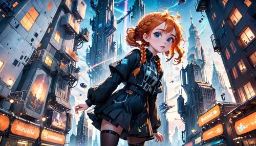 honoka,shibuya,shinjuku,anime japanese clothing,transistor,nora,asuka langley soryu,shibuya crossing,anime cartoon,anime 3d,tokyo city,anime girl,pedestrian,city ​​portrait,walking in the rain,vocaloid,miku,cg artwork,cityscape,fantasy city,Anime,Anime,Cartoon