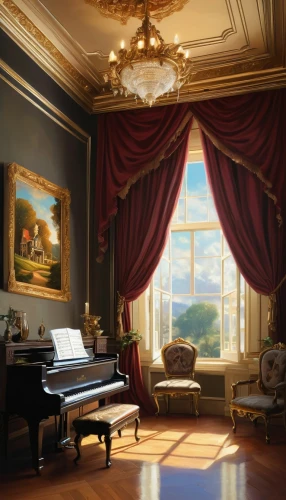 concerto for piano,grand piano,the piano,pianist,playing room,piano,steinway,player piano,musical background,piano lesson,ornate room,play piano,great room,chopin,piano notes,livingroom,sitting room,piano player,danish room,harpsichord,Conceptual Art,Oil color,Oil Color 04