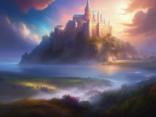 fantasy landscape,fairy tale castle,fairytale castle,fantasy picture,castle of the corvin,knight's castle,castel,water castle,fantasy world,castle,3d fantasy,ruined castle,medieval castle,fantasy art,fantasy city,castles,disney castle,sleeping beauty castle,world digital painting,summit castle,Illustration,Realistic Fantasy,Realistic Fantasy 01