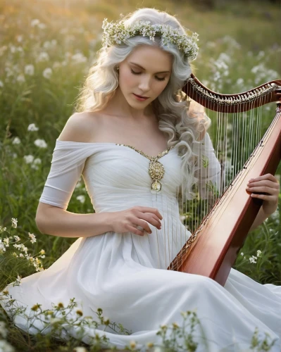celtic harp,harp with flowers,harpist,harp strings,celtic woman,harp player,angel playing the harp,harp,ancient harp,bach flower therapy,stringed instrument,clavichord,string instrument,folk music,jessamine,concerto for piano,lyre,plucked string instrument,serenade,bowed string instrument,Illustration,Realistic Fantasy,Realistic Fantasy 09