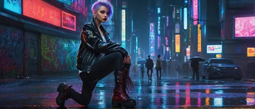 cyberpunk,alley cat,catwoman,street cat,walking in the rain,sci fiction illustration,alley,dystopian,monsoon banner,urban,birds of prey-night,renegade,fox in the rain,futuristic,alleyway,rain cats and dogs,black cat,nerve,hk,neon,Illustration,Japanese style,Japanese Style 13