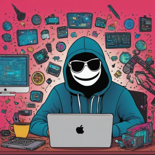 anonymous hacker,cyber crime,hacker,cybercrime,hacking,cybersecurity,cyber security,computer security,it security,cyber,ransomware,computer freak,man with a computer,balaclava,digital identity,darknet,anonymous,burglar,dark web,robber,Illustration,Children,Children 06