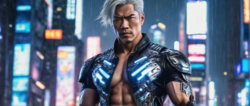 rainmaker,monsoon banner,male character,ocelot,kanji,jin deui,martial arts uniform,xing yi quan,3d man,silver rain,edge muscle,ken,aqua,kojima,nikuman,steel man,cg artwork,grey fox,iceman,kai ken,Unique,3D,Panoramic