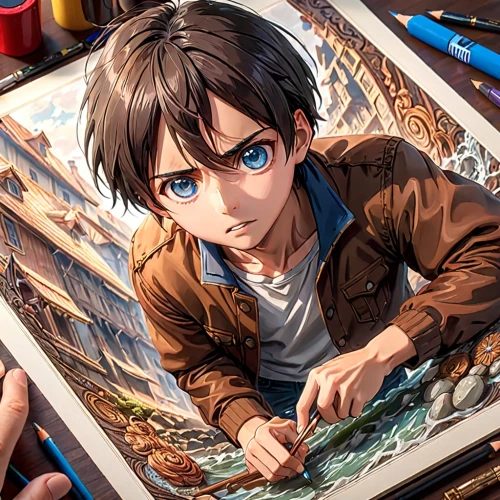 meticulous painting,table artist,detective conan,playmat,illustrator,cg artwork,studio ghibli,coloring,glass painting,game illustration,painting pattern,art painting,hand painting,world digital painting,frame illustration,painting work,examining,painting technique,painting easter egg,colouring,Anime,Anime,General