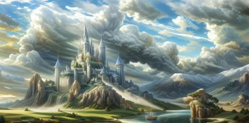 fantasy landscape,fantasy picture,fantasy city,heroic fantasy,knight's castle,fantasy world,castle of the corvin,fantasy art,hogwarts,jrr tolkien,northrend,fairy tale castle,3d fantasy,aurora village,world digital painting,water castle,castleguard,elves flight,arcanum,castel