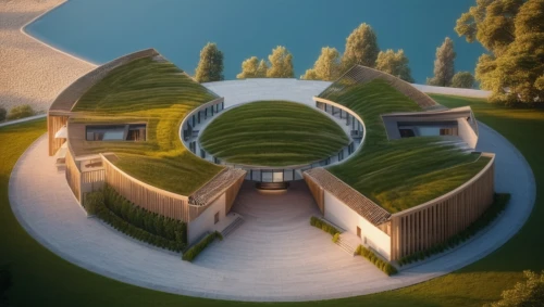 eco-construction,futuristic architecture,eco hotel,grass roof,solar cell base,futuristic art museum,3d rendering,round house,cubic house,dunes house,modern architecture,archidaily,school design,round hut,cube house,roof domes,arhitecture,cooling house,roof landscape,luxury property,Photography,General,Natural