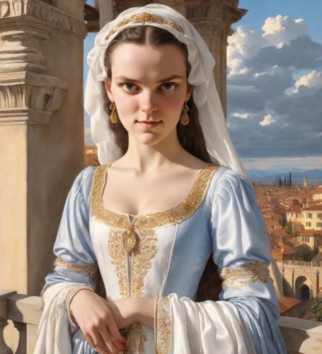 portrait of a girl,girl with cloth,girl with bread-and-butter,girl in a historic way,the girl's face,baroque angel,romantic portrait,italian painter,rome 2,cepora judith,girl with a pearl earring,girl in cloth,woman holding pie,palatine hill,young woman,the prophet mary,alhambra,a girl in a dress,mystical portrait of a girl,girl in a long dress,Digital Art,Classicism