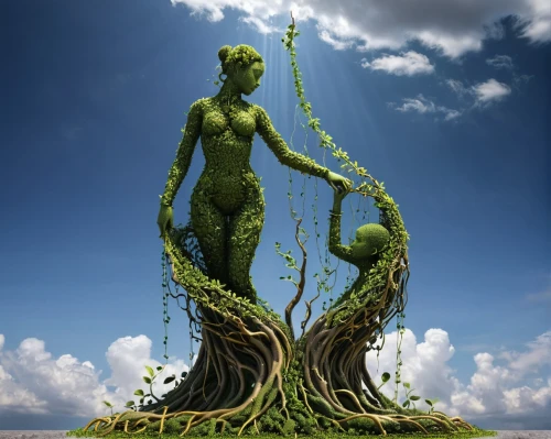 mother earth statue,mother earth,celtic tree,dryad,tendril,anahata,tree of life,mother nature,green tree,adam and eve,rooted,flourishing tree,magic tree,plant and roots,strange tree,branching,the branches of the tree,tree man,green mermaid scale,fractals art,Photography,Artistic Photography,Artistic Photography 11