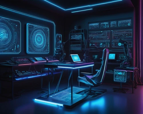 computer room,music workstation,ufo interior,computer desk,control center,synthesizers,working space,computer workstation,music studio,studio monitor,mixing table,sound space,aqua studio,cyberspace,3d render,desk,computer,digital piano,electric piano,playing room,Illustration,Retro,Retro 11