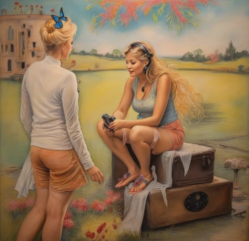 the blonde in the river,pin-up girls,oil on canvas,girl with a wheel,oil painting,pin up girls,oil painting on canvas,girl on the river,girl with a dolphin,two girls,italian painter,pin-up girl,girl with bread-and-butter,blonde woman,khokhloma painting,woman playing,seller,young couple,blonde girl with christmas gift,retro pin up girls,Illustration,Realistic Fantasy,Realistic Fantasy 13