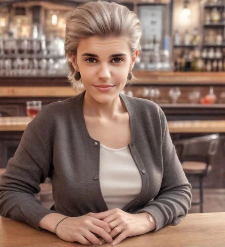 barista,woman at cafe,waitress,barmaid,woman drinking coffee,girl with bread-and-butter,pixie-bob,businesswoman,cappuccino,woman holding pie,woman in menswear,cashier,women at cafe,business woman,bartender,waiting staff,blonde woman,female worker,female doctor,coffee background,Photography,Realistic