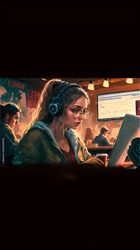girl at the computer,game illustration,sci fiction illustration,girl studying,digital nomads,computer addiction,world digital painting,cg artwork,freelancer,cyberpunk,digital painting,librarian,blonde woman reading a newspaper,woman at cafe,game drawing,computer game,computer,freelance,computer skype,passengers