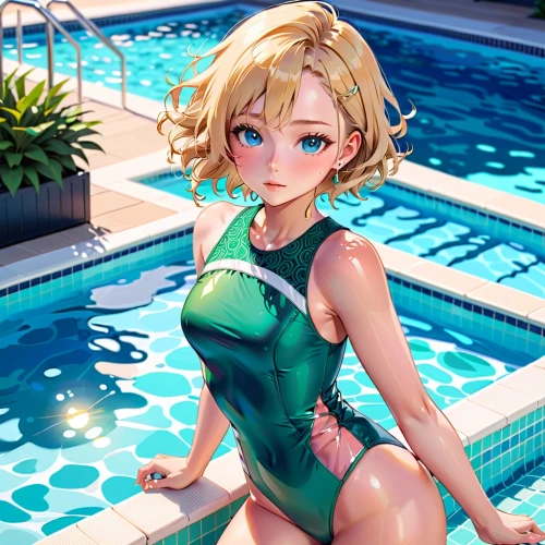 darjeeling,one-piece swimsuit,summer swimsuit,pool,poolside,swimsuit,nami,pool water,swimming,emerald,bathing suit,jumping into the pool,swimming pool,honolulu,swim,swimwear,swim suit,swimmer,summer background,aqua studio,Anime,Anime,Realistic