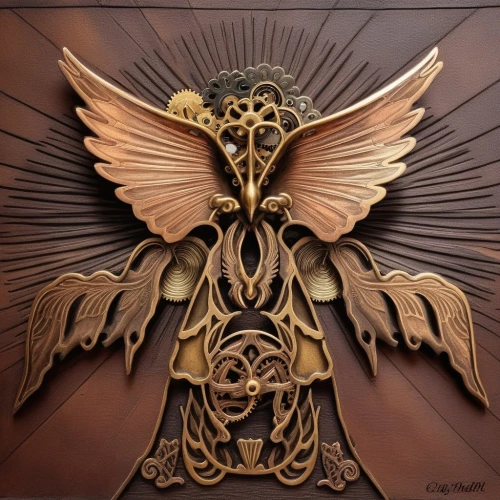 atlas moth,wood carving,art deco ornament,caduceus,art nouveau design,carved wood,freemason,wood art,art deco,imperial eagle,freemasonry,art nouveau,psaltery,wood angels,gryphon,phoenix,harp of falcon eastern,eagle head,iron door,gatekeeper (butterfly),Illustration,Realistic Fantasy,Realistic Fantasy 13