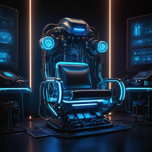 new concept arms chair,cinema 4d,neon human resources,3d render,computer workstation,computer desk,office chair,desktop computer,cyber,club chair,b3d,computer,3d model,barebone computer,man with a computer,computer room,3d rendered,machine,the throne,chat bot,Illustration,Black and White,Black and White 22