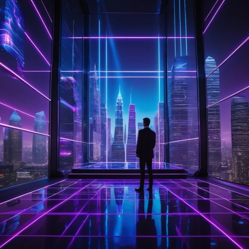 cyberpunk,futuristic,ultraviolet,neon human resources,futuristic landscape,metropolis,cyberspace,purpleabstract,vapor,cyber,matrix,hong kong,futuristic art museum,abstract corporate,3d background,cityscape,neon lights,purple wallpaper,neon light,light space,Illustration,American Style,American Style 11