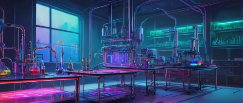 chemical laboratory,laboratory,lab,distillation,chemical plant,laboratory information,chemist,fluorescent dye,vapor,potions,laboratory equipment,refinery,neon drinks,chemical,reagents,formula lab,laboratory flask,sci fiction illustration,pharmacy,serum,Conceptual Art,Daily,Daily 27