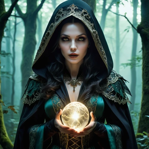 sorceress,the enchantress,priestess,fantasy portrait,fantasy art,mystical portrait of a girl,divination,fantasy picture,mage,witches pentagram,summoner,pentacle,triquetra,fortune teller,magic grimoire,elven,ball fortune tellers,crystal ball,anahata,faerie,Conceptual Art,Fantasy,Fantasy 06