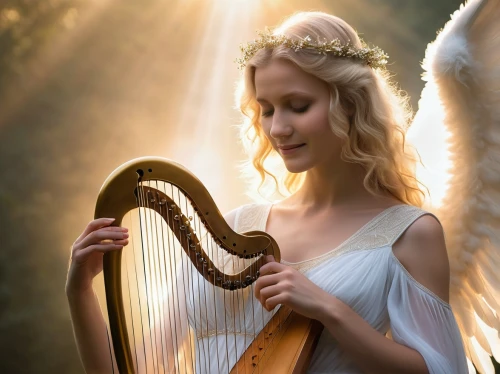 angel playing the harp,celtic harp,harp player,harp with flowers,harpist,harp strings,harp,vintage angel,angel wings,angel,celtic woman,angel girl,love angel,angel wing,lyre,ancient harp,music fantasy,angelic,faerie,crying angel,Conceptual Art,Sci-Fi,Sci-Fi 17
