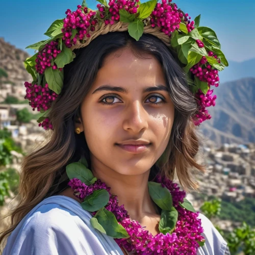 yemeni,beautiful girl with flowers,girl in a wreath,eritrea,girl in flowers,peruvian women,omani,la gomera,ethiopian girl,indian jasmine,kurdistan,indian girl,flower crown of christ,west indian jasmine,jordanian,indian woman,jasmine-flowered nightshade,nepal,flower crown,ethiopia,Photography,General,Realistic