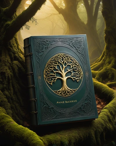 magic grimoire,celtic tree,tree of life,magic book,gold foil tree of life,prayer book,hymn book,green tree,note book,druid stone,mystery book cover,magic tree,flourishing tree,book cover,the branches of the tree,heroic fantasy,guestbook,book antique,koran,jrr tolkien,Illustration,Realistic Fantasy,Realistic Fantasy 16