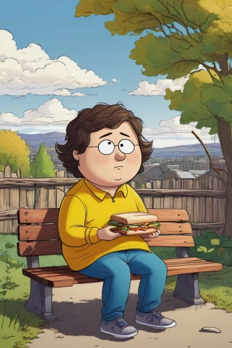 man on a bench,park bench,picnic table,woman holding pie,pam trees,child with a book,river pines,playing outdoors,child is sitting,cartoon video game background,child in park,peter,animated cartoon,agnes,benches,bench,pines,wooden bench,sit,peanuts,Illustration,Black and White,Black and White 29