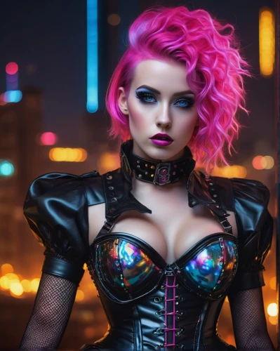 latex clothing,neo-burlesque,neon body painting,cyberpunk,streampunk,poison,latex,harnessed,corset,neon makeup,femme fatale,catwoman,bodypaint,harley,birds of prey-night,dark pink in colour,neon valentine hearts,neon light,hot pink,harley quinn,Art,Classical Oil Painting,Classical Oil Painting 26