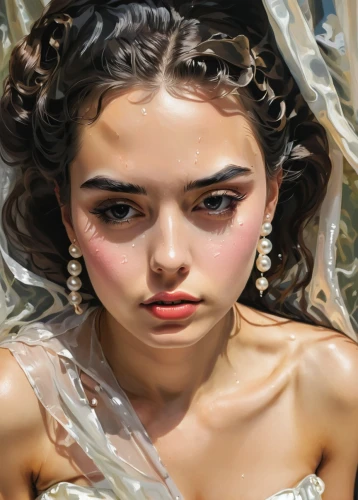 mystical portrait of a girl,girl in a wreath,girl in cloth,plastic wrap,retouching,oil painting on canvas,digital painting,girl with cloth,dead bride,oil paint,oil painting,fantasy portrait,tulle,photo painting,portrait of a girl,world digital painting,girl portrait,oil on canvas,fashion illustration,retouch,Conceptual Art,Oil color,Oil Color 18