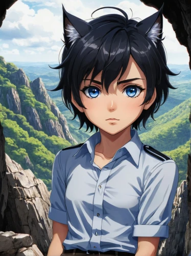 domestic short-haired cat,meteora,felidae,nyan,rottweiler,cat with blue eyes,nikko,anime boy,heterochromia,cub,anime 3d,anime cartoon,feral cat,mowgli,cat child,stray cat,spectacled bear,howl,portrait background,furtai,Conceptual Art,Fantasy,Fantasy 30