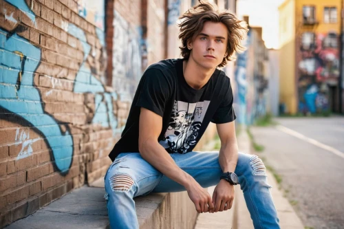 photo session in torn clothes,city ​​portrait,young model istanbul,jeans background,danila bagrov,isolated t-shirt,bluejeans,male model,skater,british semi-longhair,portrait background,grunge,lukas 2,high jeans,punk,on the street,man portraits,curb,alex andersee,ryan navion,Conceptual Art,Sci-Fi,Sci-Fi 17