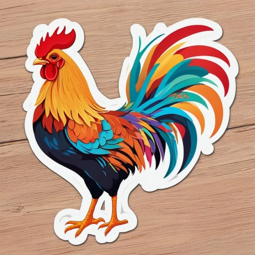 phoenix rooster,vintage rooster,cockerel,rooster,clipart sticker,roosters,domestic chicken,rooster head,brakel chicken,chicken 65,redcock,chicken bird,polish chicken,vector graphic,chicken,pullet,animal stickers,chook,hen,vector illustration,Unique,Design,Sticker