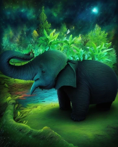 blue elephant,african elephant,elephant,pachyderm,elephantine,asian elephant,elephant's child,green animals,circus elephant,3d fantasy,whimsical animals,fantasy art,forest animal,indian elephant,world digital painting,fantasy picture,african bush elephant,mahout,girl elephant,mandala elephant,Illustration,Abstract Fantasy,Abstract Fantasy 01