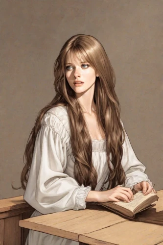 portrait of christi,leonardo da vinci,girl studying,jessamine,celtic woman,portrait of a girl,church painting,jane austen,dulcimer,girl in a historic way,young woman,portrait of a woman,british semi-longhair,librarian,british longhair,elizabeth nesbit,photo painting,balalaika,celtic harp,romantic portrait,Digital Art,Comic