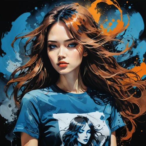 girl in t-shirt,digital painting,tshirt,girl portrait,isolated t-shirt,world digital painting,mystical portrait of a girl,print on t-shirt,t-shirt,young woman,portrait of a girl,t shirt,clary,girl drawing,clementine,fantasy portrait,digital art,blue painting,girl in a long,vector girl,Photography,Documentary Photography,Documentary Photography 14