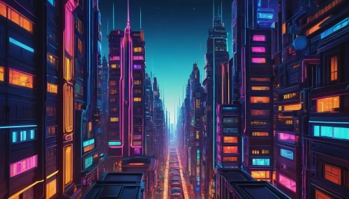 colorful city,cityscape,metropolis,tokyo city,shinjuku,cyberpunk,tokyo,city at night,fantasy city,city lights,retro background,futuristic landscape,the city,city,skyscrapers,urban,skyscraper,neon arrows,futuristic,evening city,Art,Artistic Painting,Artistic Painting 50