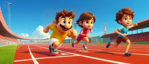 track and field,track,4 × 400 metres relay,4 × 100 metres relay,olympic summer games,100 metres hurdles,middle-distance running,olympic games,athletics,track and field athletics,long-distance running,animated cartoon,800 metres,heptathlon,sports training,racewalking,track spikes,pentathlon,hurdles,multi-sport event