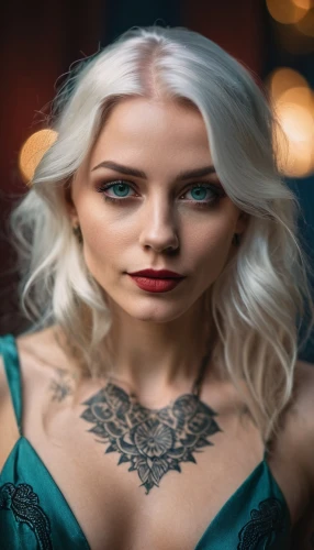 elsa,tattoo girl,wallis day,fae,pixie,blonde woman,with tattoo,pixie-bob,tattoos,violet head elf,della,marylyn monroe - female,women's eyes,mina bird,lotus tattoo,greta oto,aeriel,elf,harley,mermaid background,Photography,General,Cinematic