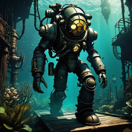 aquanaut,scuba,underwater background,scuba diving,deep sea diving,divemaster,the bottom of the sea,undersea,apiarium,marine tank,under the water,nautilus,submersible,aquaman,bottom of the sea,coral guardian,underwater diving,steampunk,pallet doctor fish,diving helmet,Photography,Fashion Photography,Fashion Photography 12