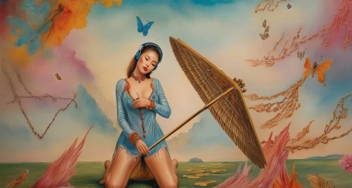 fantasy woman,pocahontas,dali,fantasy art,woman hanging clothes,siren,girl on the boat,aquarius,sirens,fantasy picture,art,oil on canvas,canoe,tantra,paddler,girl with a dolphin,the sea maid,indigenous painting,asian woman,meticulous painting,Illustration,Realistic Fantasy,Realistic Fantasy 13
