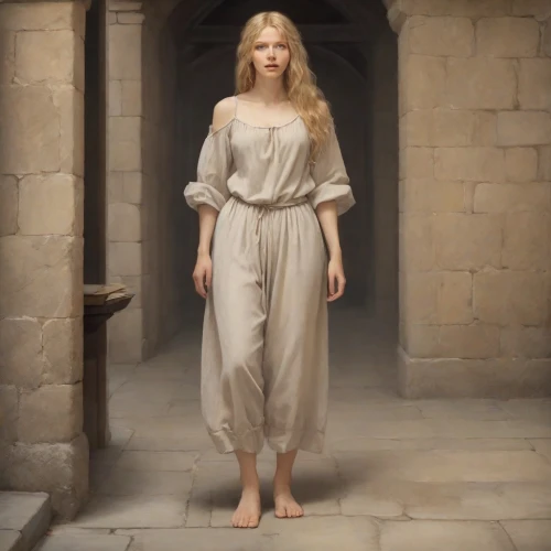 bouguereau,girl in a historic way,girl in a long dress,pilate,nightgown,priestess,the magdalene,the girl in nightie,cybele,the enchantress,aphrodite,stone angel,woman at the well,barefoot,fantasy woman,garment,labyrinth,angel,girl in cloth,celtic woman,Photography,Cinematic