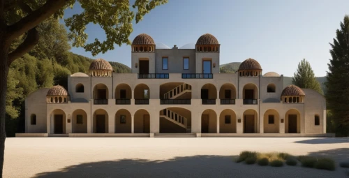 persian architecture,iranian architecture,hala sultan tekke,islamic architectural,celsus library,3d rendering,byzantine architecture,umayyad palace,caravanserai,the monastery ad deir,azmar mosque in sulaimaniyah,monastery israel,build by mirza golam pir,agha bozorg mosque,model house,king abdullah i mosque,quasr al-kharana,render,caravansary,school design,Photography,General,Realistic