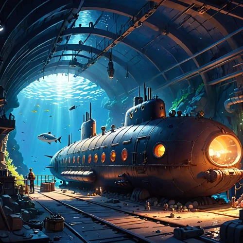 submersible,underwater playground,undersea,nautilus,atlantis,semi-submersible,aquarium,ballistic missile submarine,under sea,deep sea nautilus,sci fiction illustration,aquariums,marine tank,deep sea,submarine,aquanaut,underwater world,aqua studio,airships,deep sea diving,Anime,Anime,Cartoon