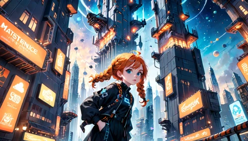 transistor,asuka langley soryu,cityscape,shinjuku,sci fiction illustration,metropolis,city ​​portrait,shibuya,nora,tokyo city,cyberpunk,taipei,fantasy city,city,honoka,dystopian,city lights,city corner,cg artwork,tokyo,Anime,Anime,Cartoon