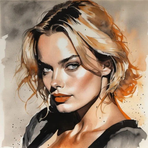 sarah walker,fashion illustration,watercolor painting,photo painting,art painting,italian painter,femme fatale,watercolor,madonna,watercolor paint,oil painting on canvas,face portrait,woman portrait,painting,oil painting,romantic portrait,watercolor pencils,blonde woman,charcoal drawing,digital painting,Illustration,Paper based,Paper Based 12