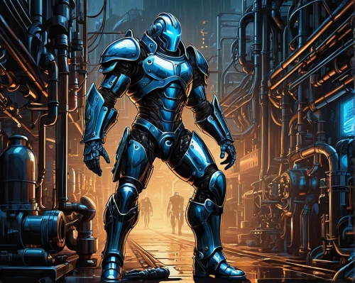 steel man,sci fiction illustration,war machine,cyborg,mecha,steel,droid,iron,sigma,biomechanical,terminator,robot,cg artwork,mech,ironman,robotic,iron man,bot,mechanical,nova,Unique,Design,Sticker